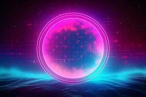 Abstract futuristic background with neon circle. 3d render. Futuristic background. Ai Generated photo