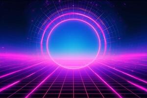 Abstract futuristic background with neon circle. 3d render. Futuristic background. photo