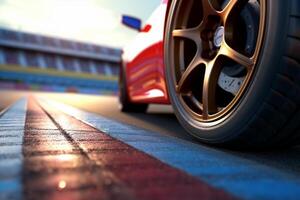 Sport car on the road side view with motion blur background. 3d rendering photo