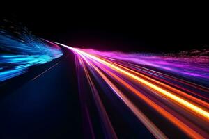 resumen velocidad movimiento en el la carretera a noche alto velocidad ai generado foto