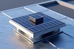 Solar panels on a metal surface. Photovoltaic cells. 3d render Ai Generated photo