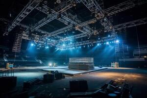 stage lighting effect in the dark, stage lights in the dark, stage lighting effect photo