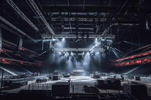 stage lighting effect in the dark, stage lights in the dark, stage lighting effect photo