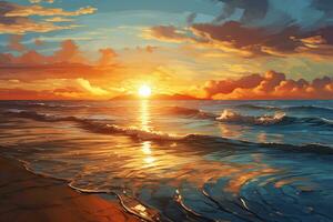 hermosa puesta de sol terminado el mar. naturaleza composición. elementos de esta imagen amueblado por nasa ai generado foto