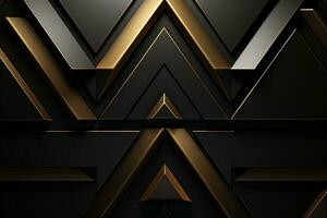 Abstract black and golden geometric background. 3d rendering, 3d illustration. Ai Generated photo