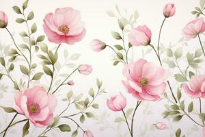 Seamless floral pattern with magnolia flowers. Vector illustration. Ai Generated photo