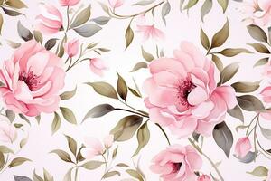 Seamless floral pattern with magnolia flowers. Vector illustration. Ai Generated photo