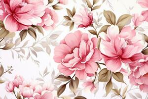 Seamless floral pattern with magnolia flowers. Vector illustration. Ai Generated photo