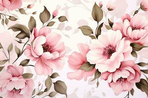 Seamless floral pattern with magnolia flowers. Vector illustration. Ai Generated photo