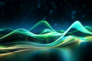 Futuristic technology wave background design with lights and copyspace Ai Generated photo
