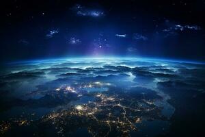 Night view of planet Earth from space. Elements of this image furnished by NASA Ai Generated photo