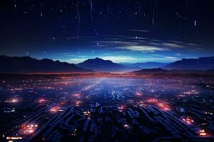 Futuristic city at night. 3D Rendering Elements of this image furnished by NASA Ai Generated photo