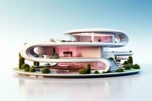 3D rendering of a futuristic modern house white background Ai Generated photo