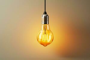 Vintage light bulb on dark background. Idea concept. 3D Rendering Ai Generated photo