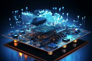 Cloud computing technology concept. 3d rendering toned image double exposure Ai Generated photo