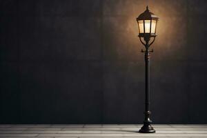 Lamppost in the fog on a foggy day. Ai Generated photo