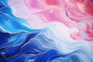 Abstract background of acrylic paint in blue, pink and white tones. Ai Generated photo
