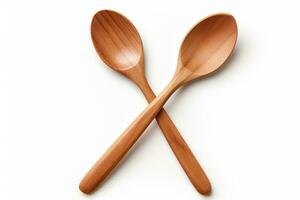 Wooden spoons isolated on white background, clipping path included. Ai Generated photo