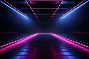 3d render, abstract background, empty stage with neon lights, night club Ai Generated photo