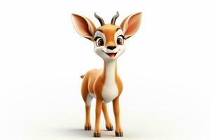 3d rendering of a cute deer on white background with space for text Ai Generated photo