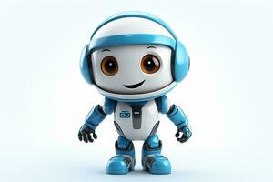 3D Render of a Robot with a smile on a white background Ai Generated photo