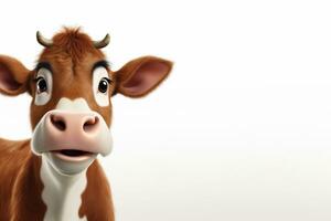 funny cow on white background with copyspace for your text photo