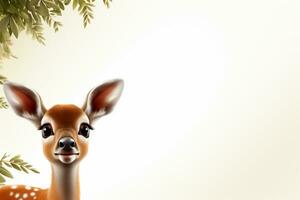 Fawn isolated on a white background with copy space. 3d rendering Ai Generated photo