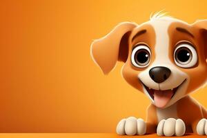 gracioso Jack Russell terrier perro con naranja collar en naranja antecedentes ai generado foto