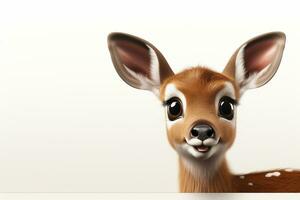 Fawn isolated on a white background with copy space. 3d rendering Ai Generated photo