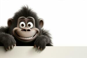 Gorilla in a hat sitting with a monkey isolated on white background Ai Generated photo
