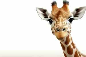 giraffe isolated on orange background with copy space for your text Ai Generated photo