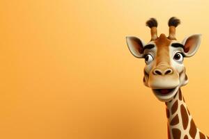 giraffe isolated on orange background with copy space for your text Ai Generated photo