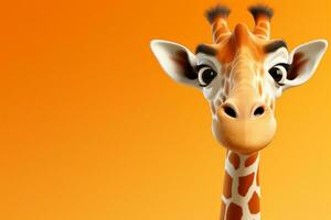 giraffe isolated on orange background with copy space for your text Ai Generated photo