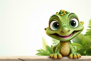 cute little crocodile on white background. 3d illustration. Ai Generated photo