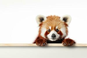 3d rendered illustration of a red panda cartoon character with blank sign Ai Generated photo