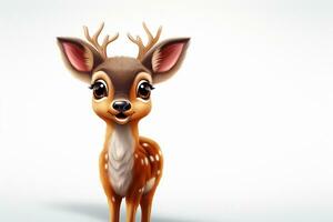 cute little deer on a white background. 3d rendering. Ai Generated photo