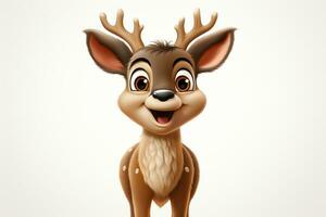 cute little deer on a white background. 3d rendering. Ai Generated photo