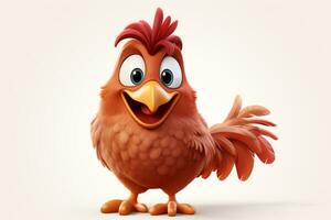 3d rendered illustration of a chicken cartoon character with a funny expression Ai Generated photo