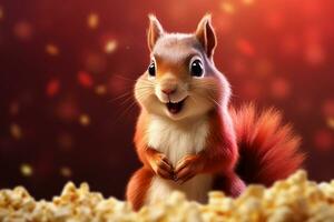 3d rendered illustration of squirrel cartoon character with bokeh background. Isolated Ai Generated photo