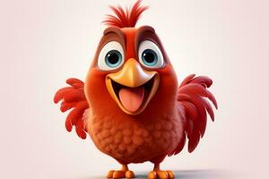 3d rendered illustration of a chicken cartoon character with a funny expression Ai Generated photo