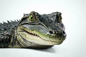 Crocodile isolated on a white background, close up Ai Generated photo