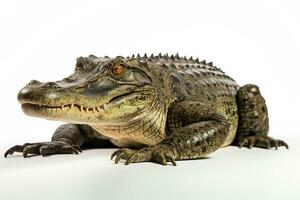 Crocodile isolated on a white background, close up Ai Generated photo