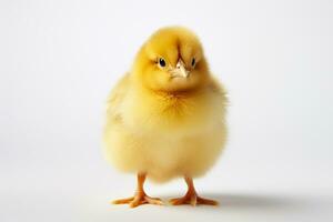 Cute little chicken isolated on a white background. Studio shot. Ai Generated photo