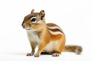 Chipmunk isolated on a white background, close up. Ai Generated photo