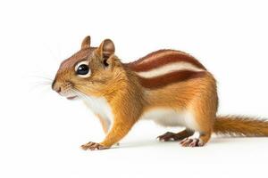 Chipmunk isolated on a white background, close up. Ai Generated photo