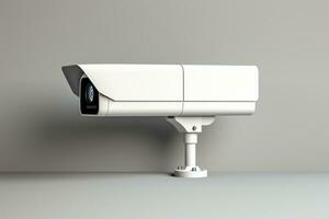 3d rendering of cctv security camera on white background. Ai Generated photo