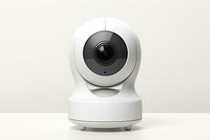 3d rendering of cctv security camera on white background. Ai Generated photo