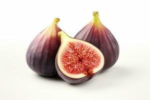 Fresh figs isolated on white background. Clipping path included. Ai Generated photo