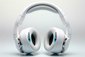 Headphones on white background. 3D rendering. Music concept. Ai Generated photo