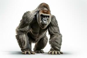 Gorilla isolated on a white background. 3d rendering. Ai Generated photo